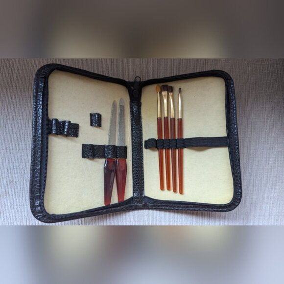Manicure Set and Brushes in Black Case - Picture 2 of 2